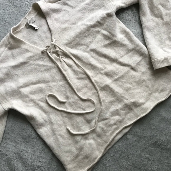 Joie Sweaters - Joie Larken Wool Cashmere Lace-up Sweater Top
